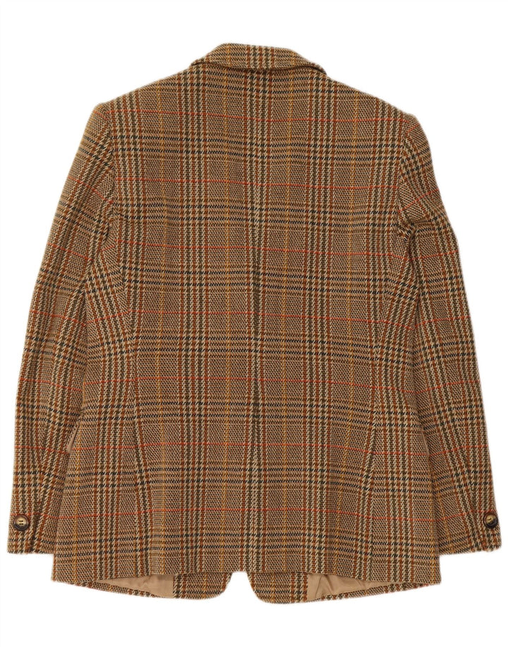Marella Chaqueta Blazer de 2 Botones para Mujer UK 46 Grande Marrón Pata de Gallo