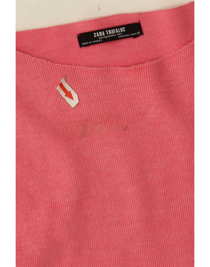 Zara Mujer Top Extragrande Manga Larga UK 46 Grande Algodón Rosa