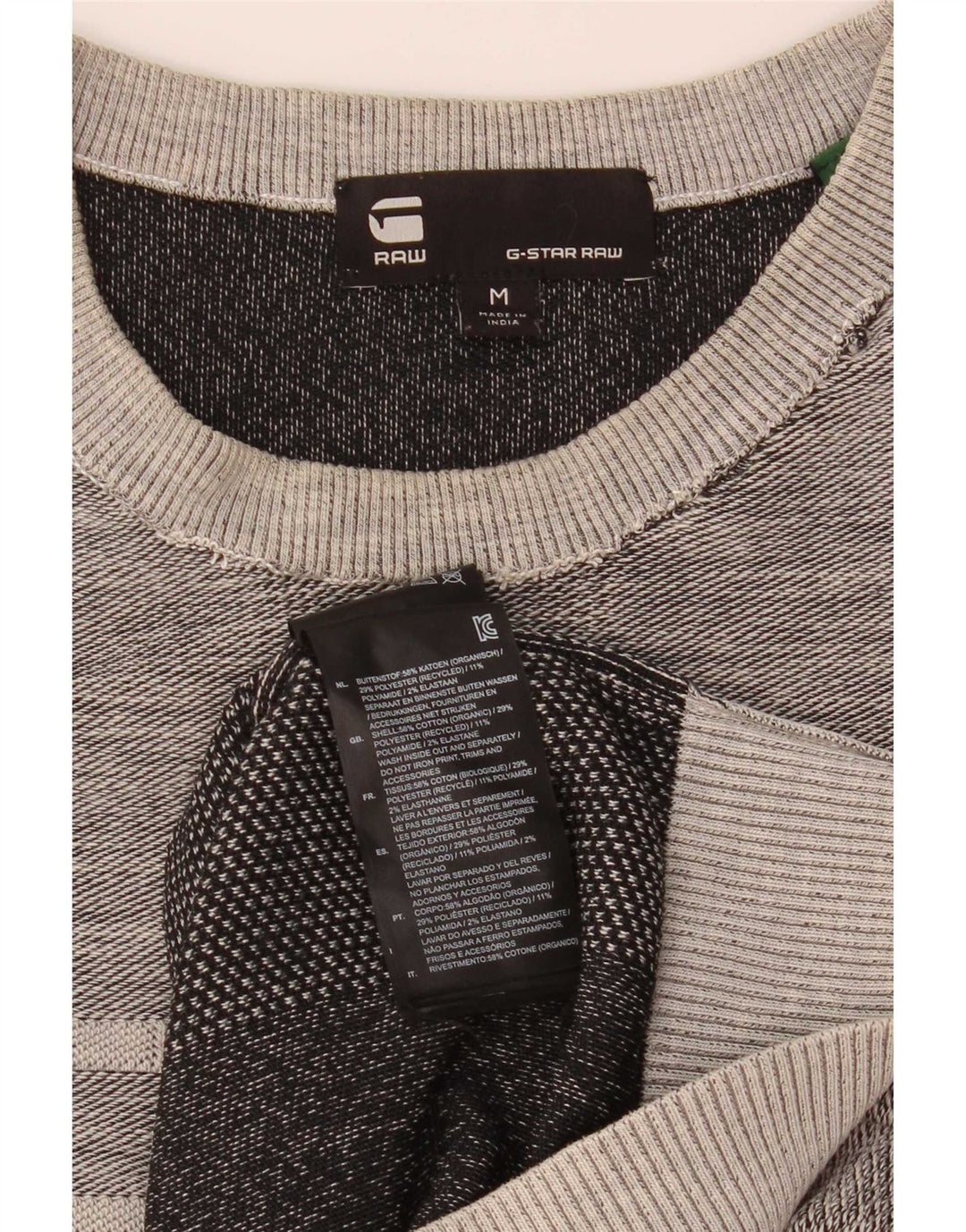G-Star Hombre Sudadera Gráfica Jersey De Algodón Moteado Gris Medio