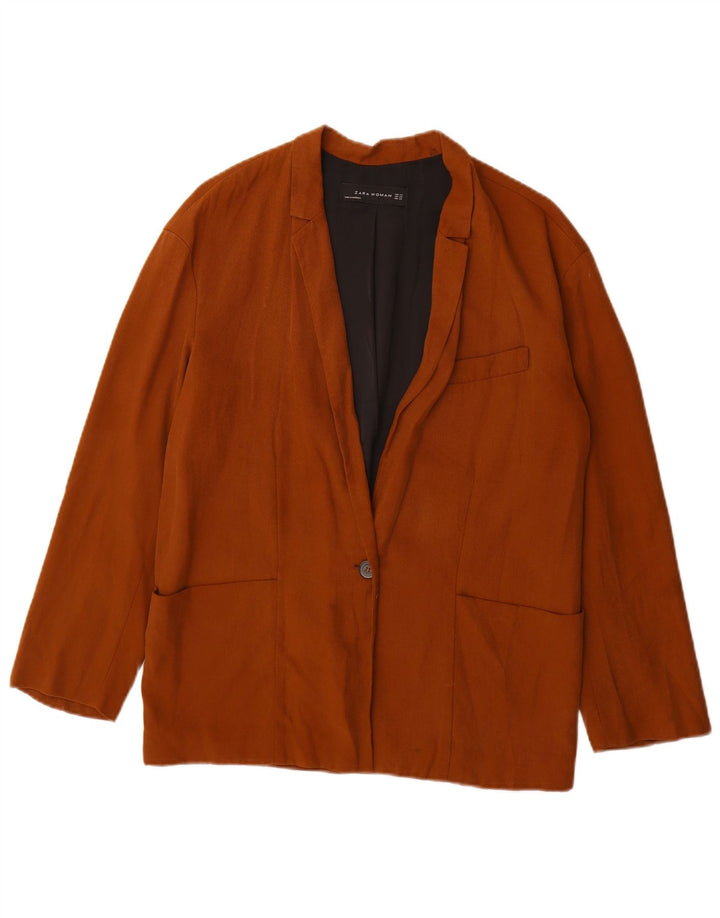 Zara Chaqueta tipo blazer extragrande con 1 botón para mujer UK 6 XS Marrón