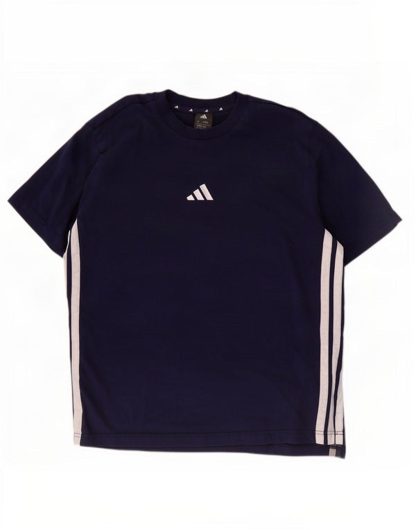 Adidas - Camiseta para hombre, talla grande, color azul marino, algodón