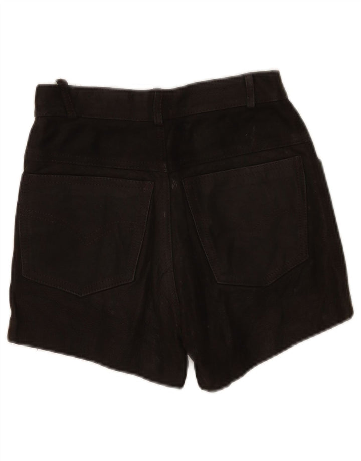 Pantalones cortos de cuero vintage para mujer W24 XS Negro