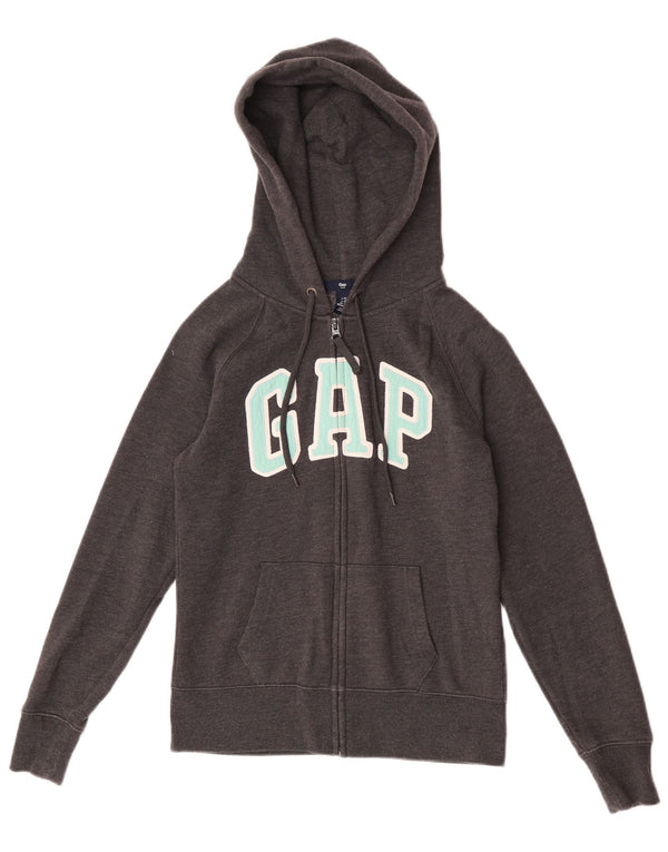 Gap Sudadera con capucha y cremallera gráfica para mujer UK 6 XS Algodón gris