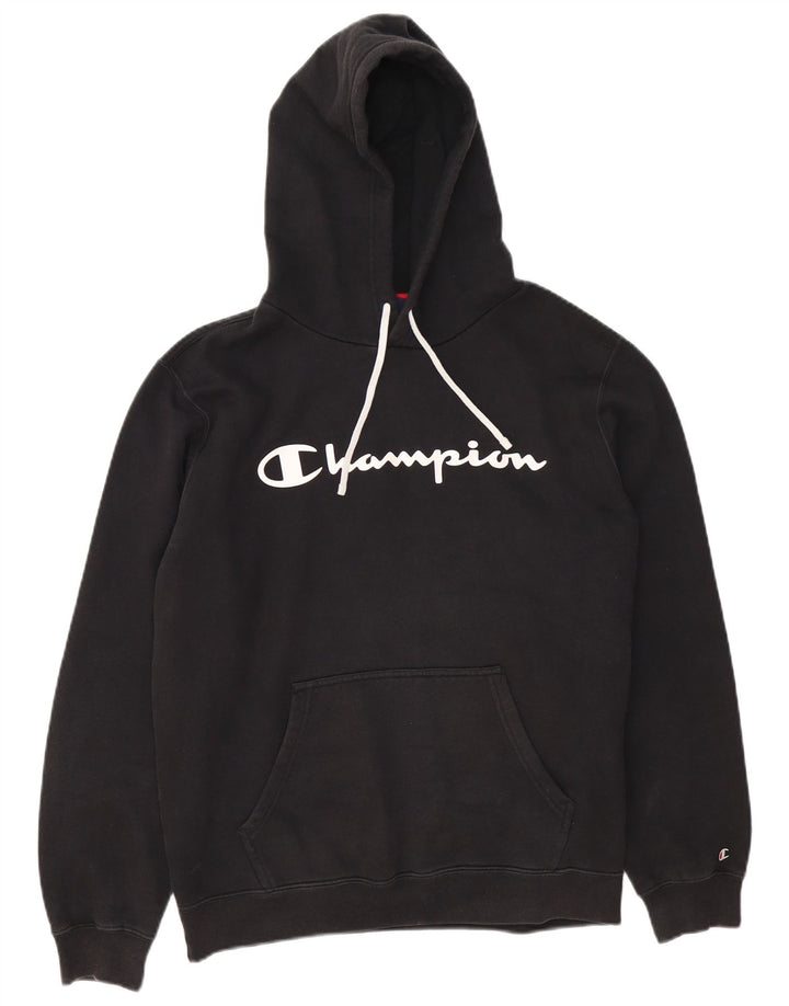 Champion Sudadera con capucha gráfica para hombre, talla grande, color negro