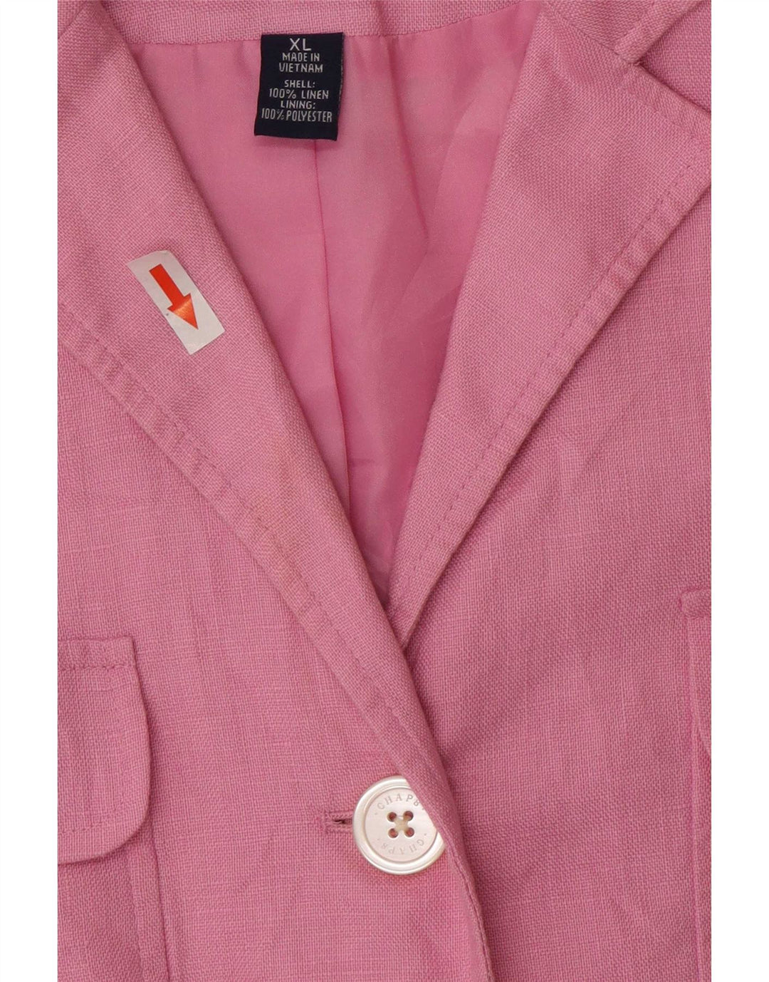 Chaps Chaqueta Blazer de Manga 3/4 con 4 Botones para Mujer UK 18 XL Lino Rosa