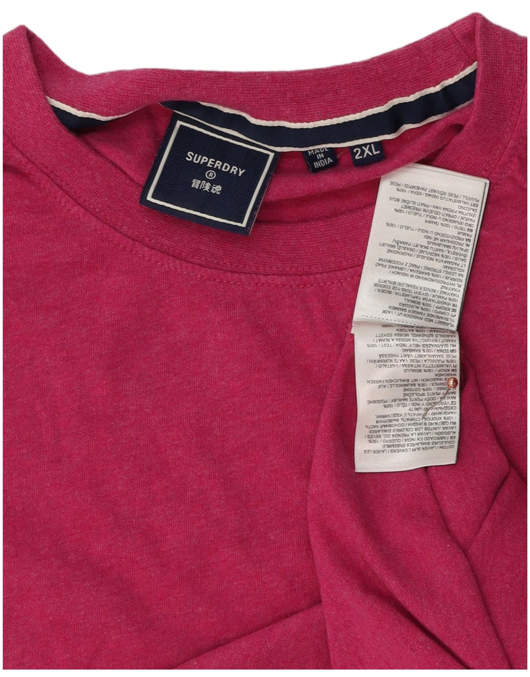 SUPERDRY Camiseta Hombre Top 2XL Algodón Rosa