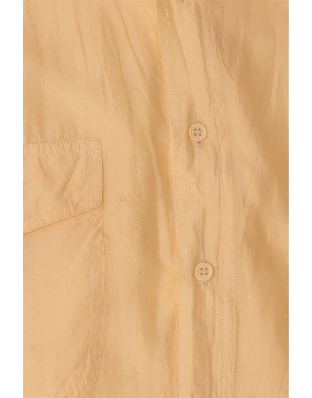 Camisa vintage de manga corta para hombre de seda amarilla media