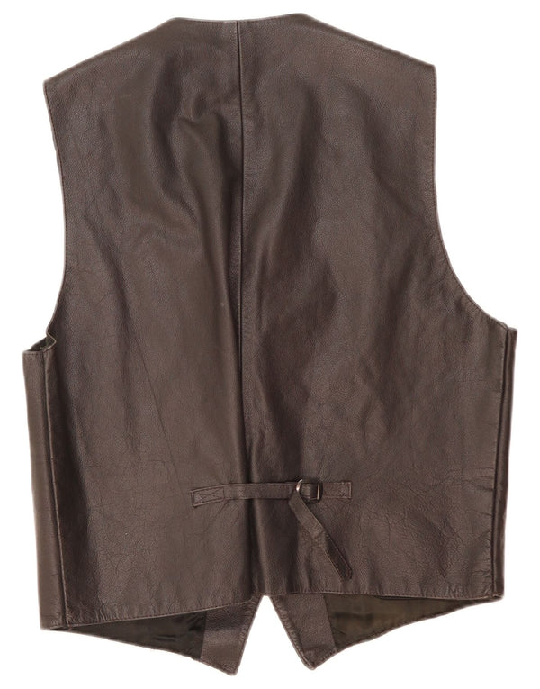 Chaleco de cuero vintage para hombre XL cuero negro