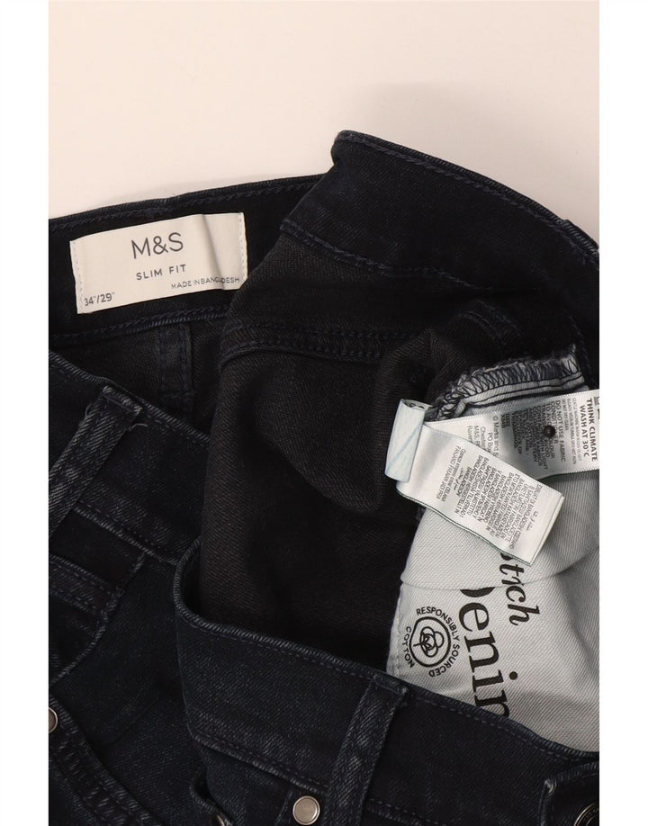 Marks & Spencer Jeans ajustados para hombre W34 L29 Algodón azul marino