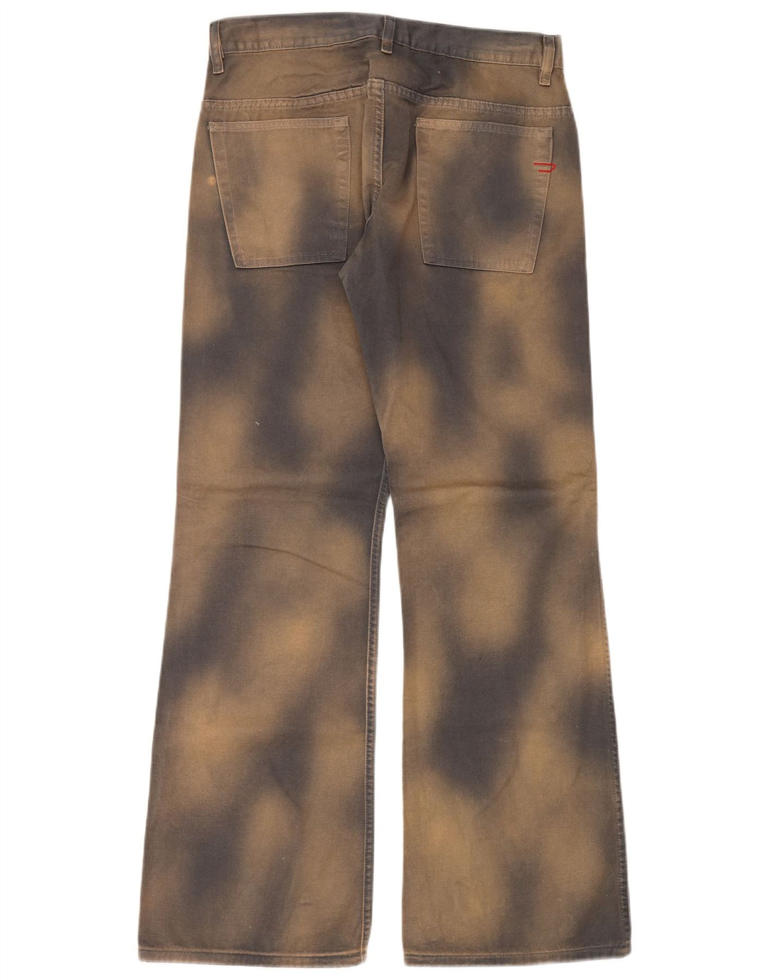 DIESEL Pantalones casuales con corte de bota para hombre W32 L32 Beige Tie Dye Algodón