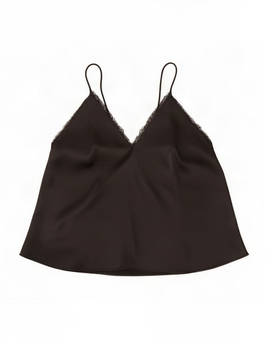 Zara Mujer Crop Cami Top UK 44 Grande Poliéster Negro