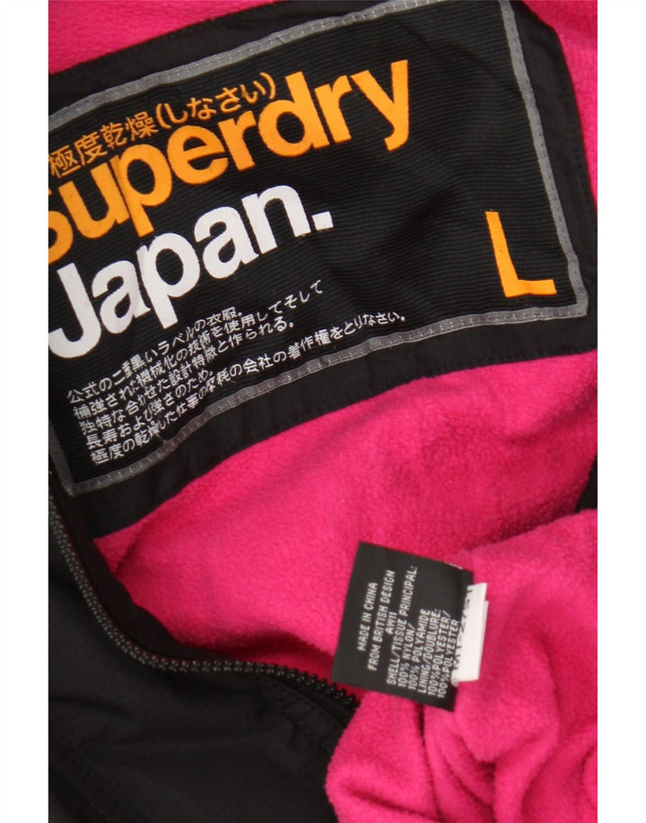 Superdry Chaqueta Cortavientos Con Capucha Para Mujer UK 46 Large Nylon Negro