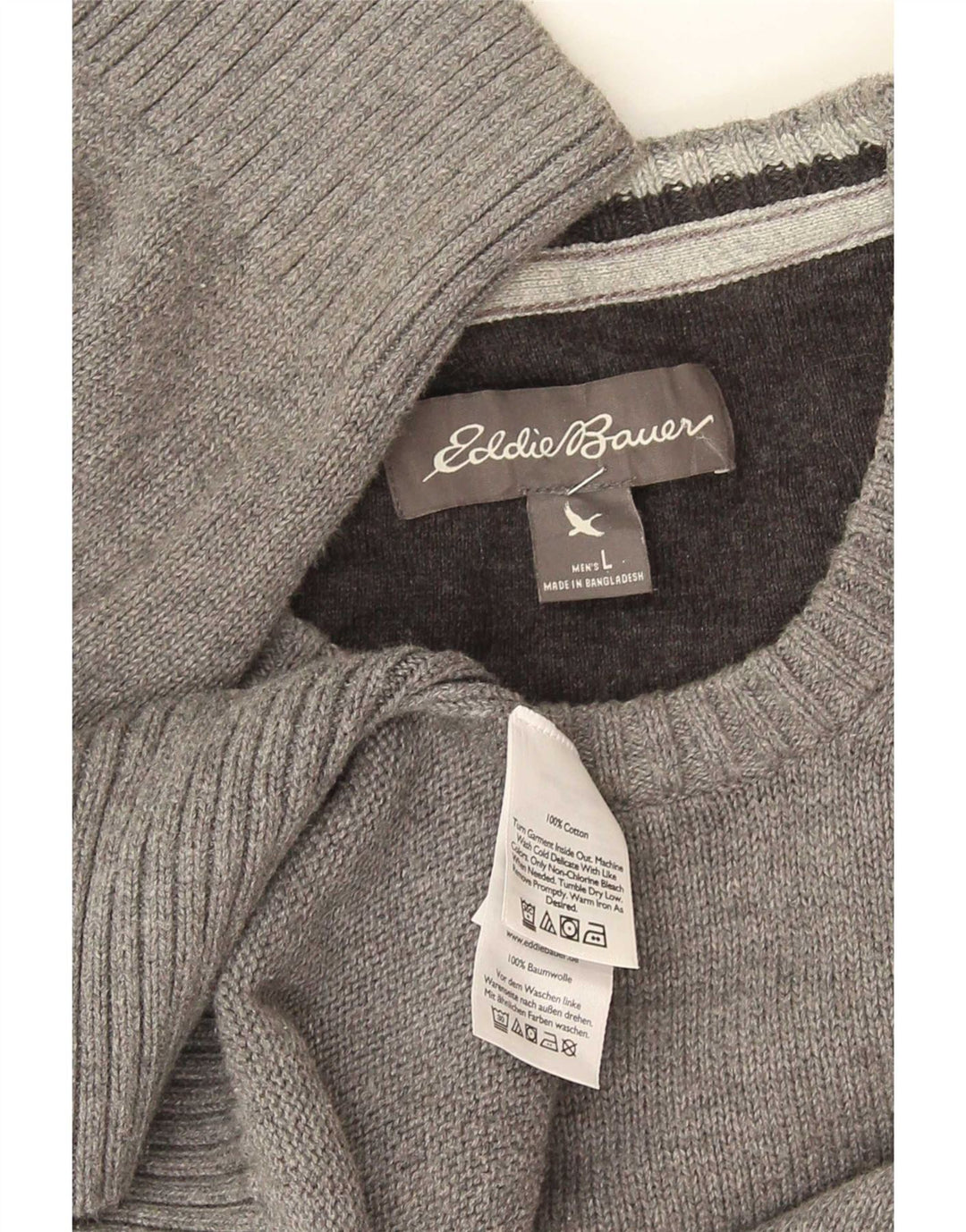 Eddie Bauer - Jersey de cuello redondo para hombre, talla grande, algodón gris