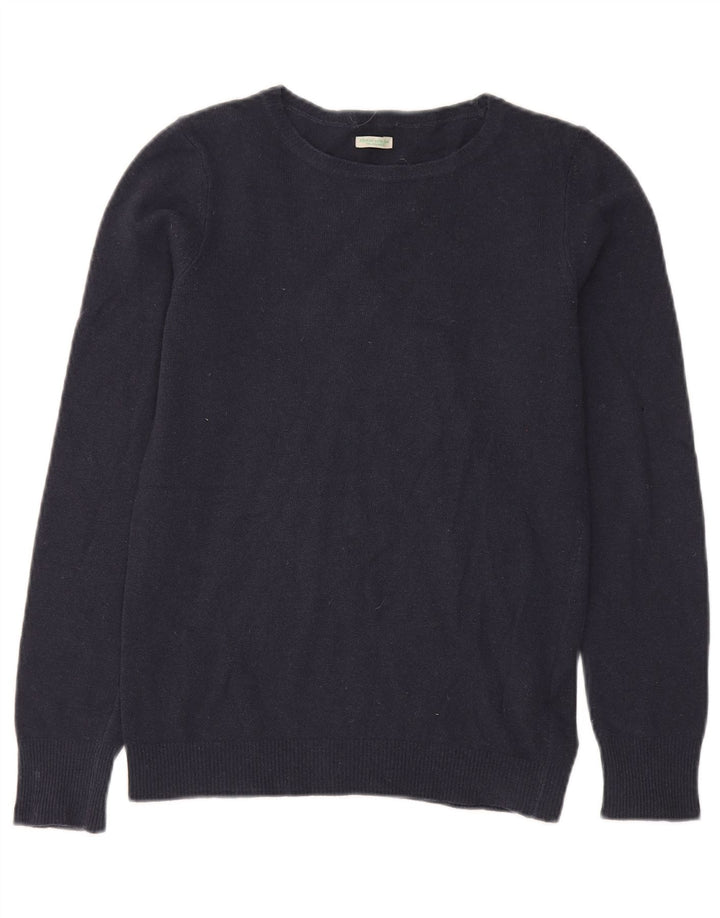 BENETTON Jersey con Cuello Barco para Hombre Small Azul Marino Lana Virgen