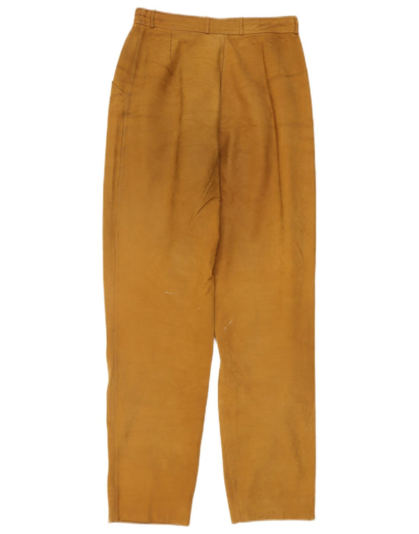 Vintage mujer cintura alta pantalones de cuero IT 42 Medio W26 L30 Beige