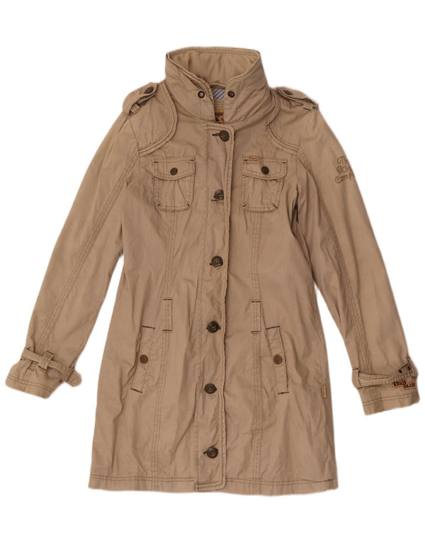 KHUJO Gabardina militar para mujer UK 46 Grande Algodón beige