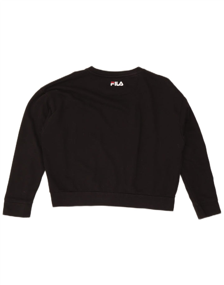 FILA Mujer Oversize Crop Graphic Sudadera Jumper UK 10 Small Negro