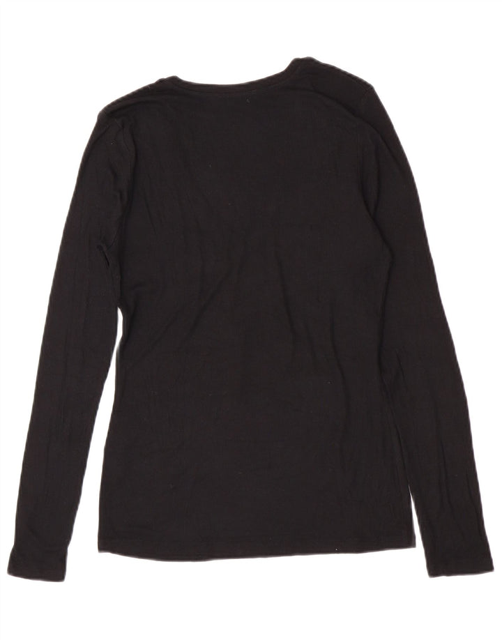 Zara Mujer Top Manga Larga UK 44 Grande Modal Negro