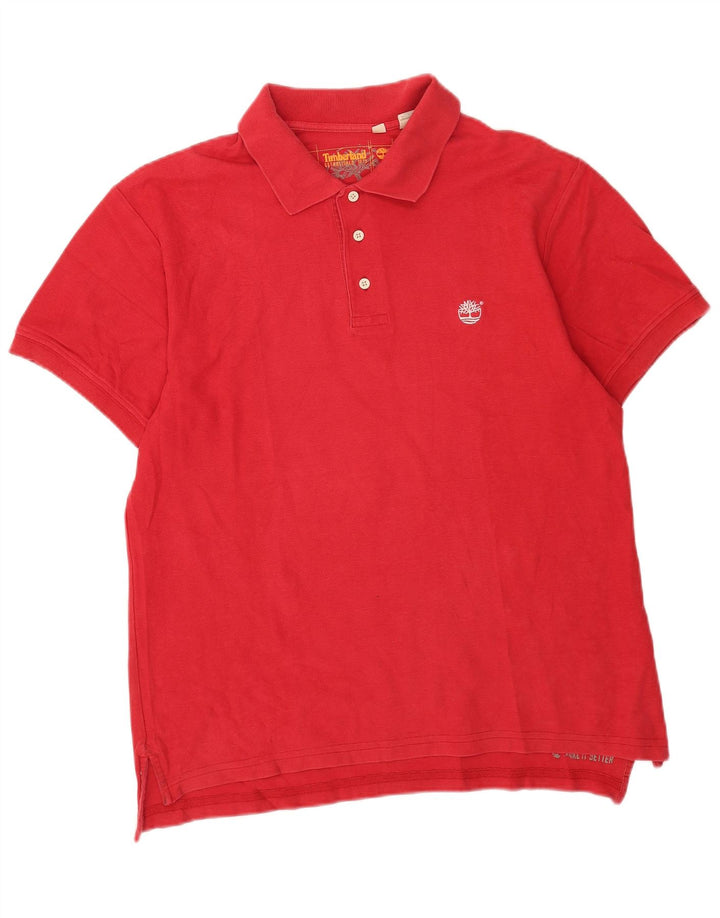 Timberland Polo para hombre grande de algodón rojo