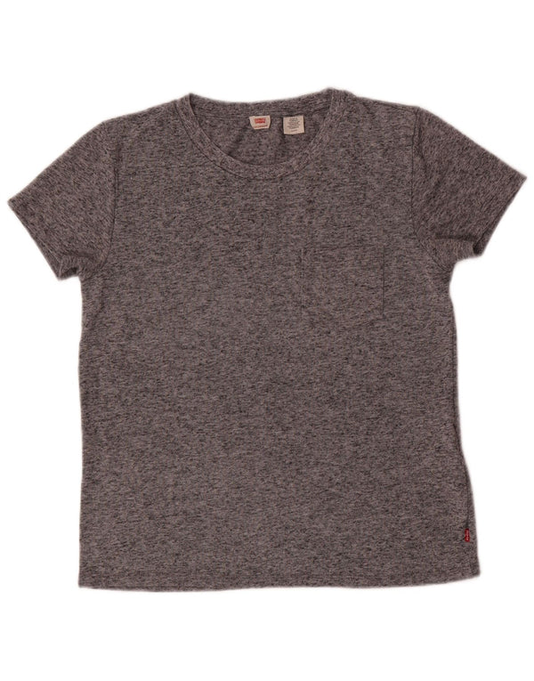 LEVI'S Camiseta para mujer Top UK 10 Small Grey Moteado Poliéster