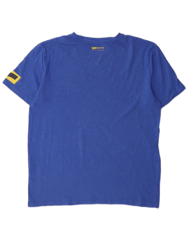 Camiseta Gas Hombre Top 2XL Algodón Moteado Azul