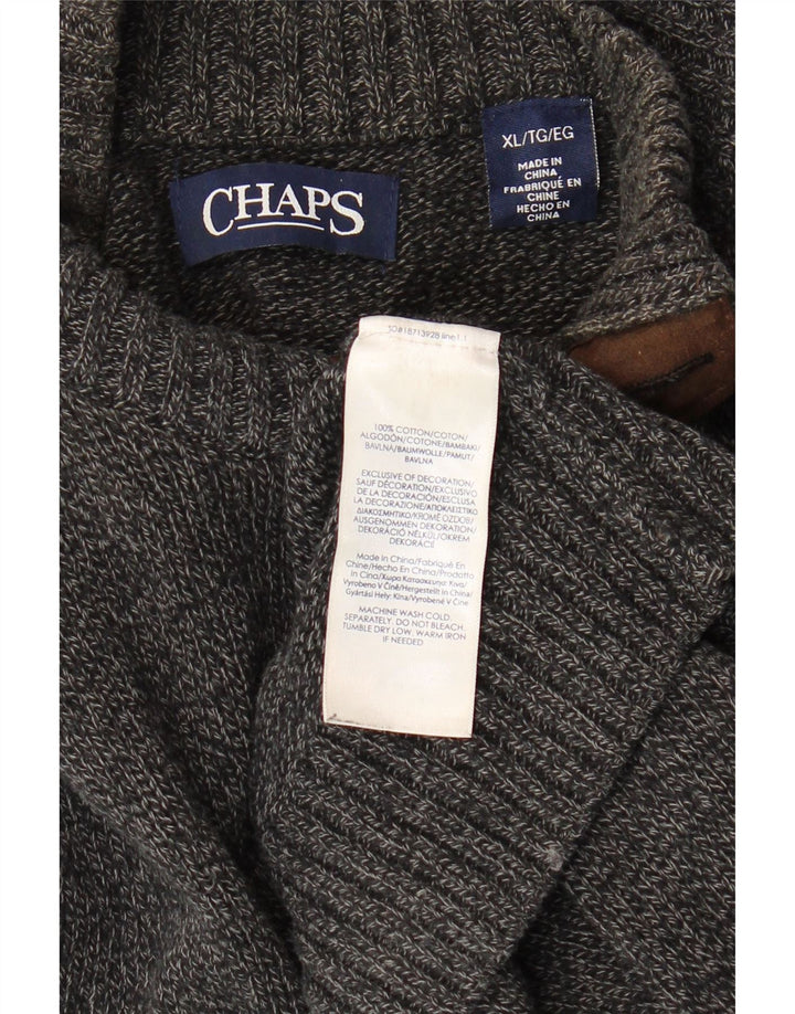 CHAPS Jersey con cuello y botones para hombre XL Algodón moteado gris