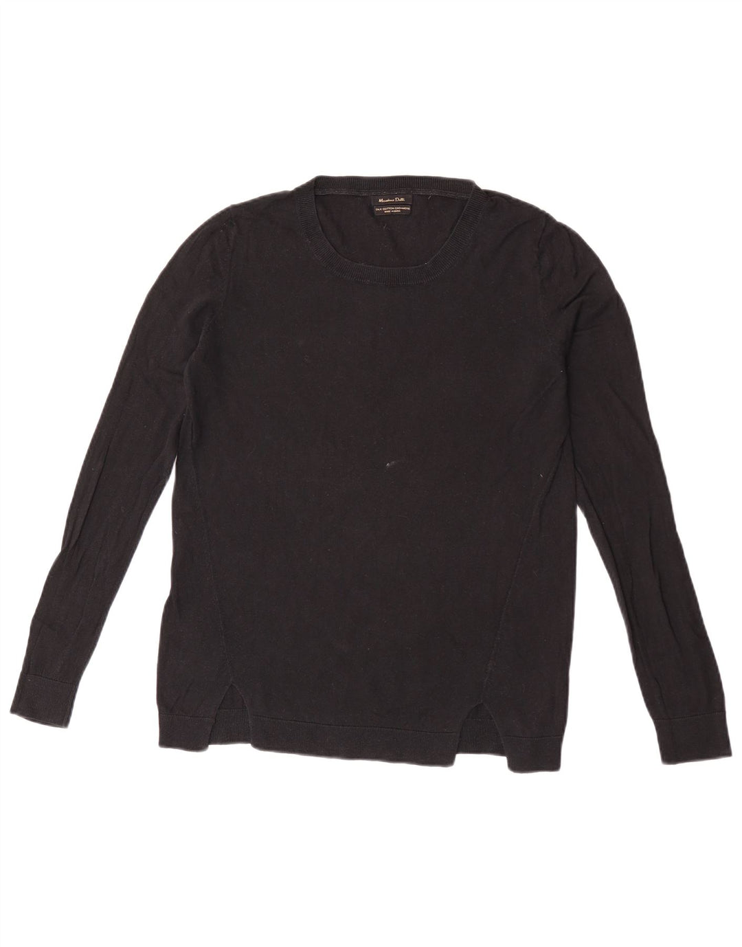 Massimo Dutti Jersey de Cuello Redondo para Mujer UK 44 Mediano Negro Algodón
