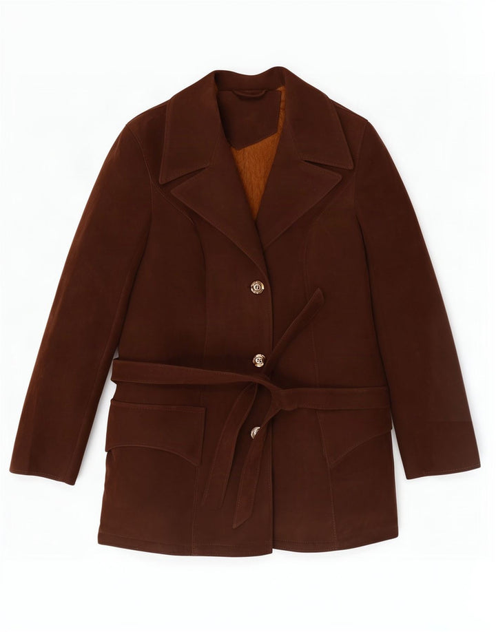 Vintage mujer ante chaqueta Reino Unido 14 marrón medio