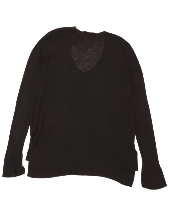 Zara Mujer Top Manga Larga UK 46 Large Viscosa Negra
