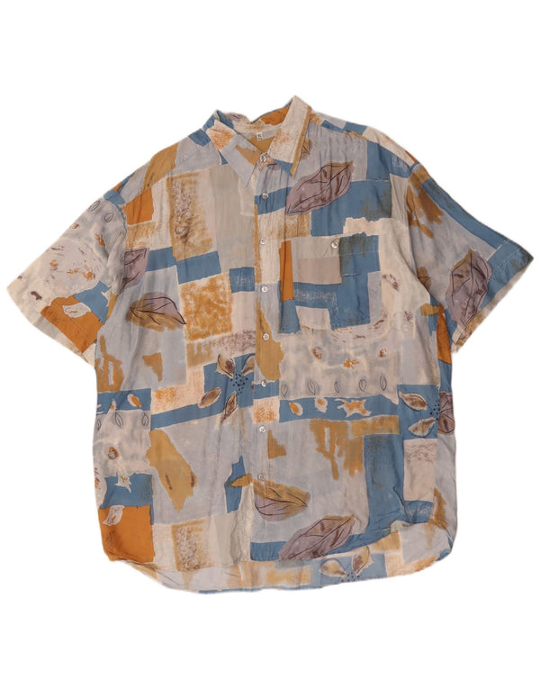 Camisa Vintage Hombre Patrón Abstracto Talla 43/44 XL Multicolor