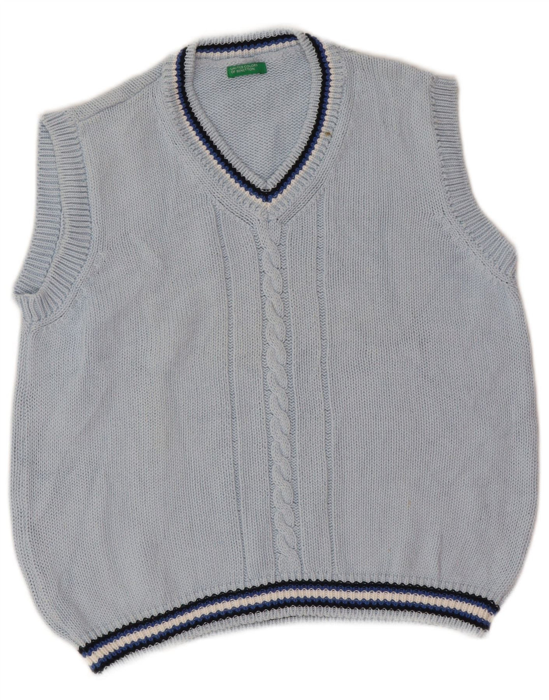 Benetton Camiseta Sin Mangas Para Niño 7-8 Años Azul Rayas