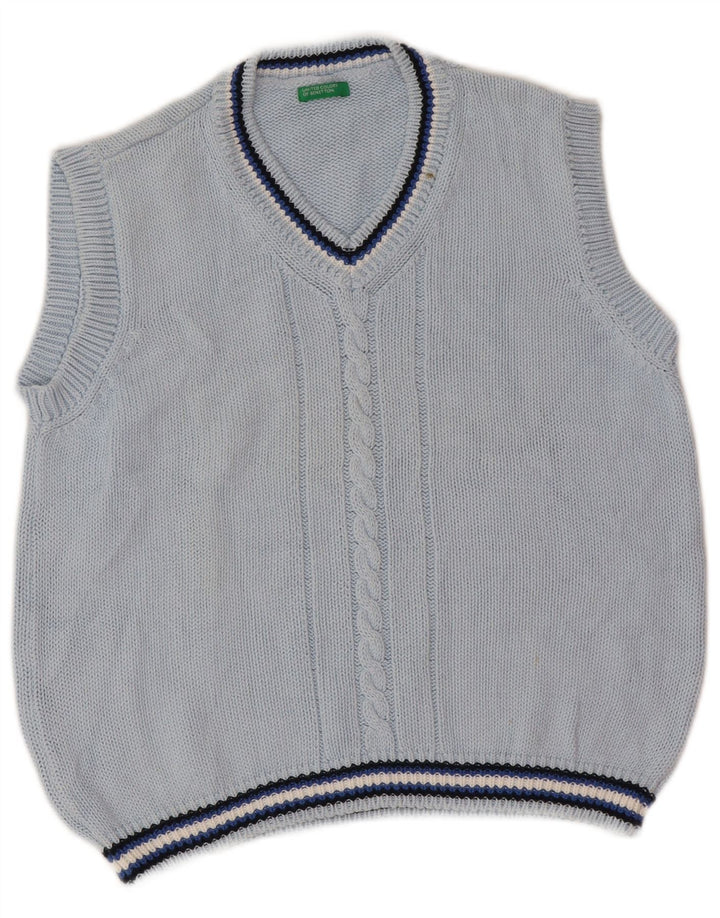 Benetton Camiseta Sin Mangas Para Niño 7-8 Años Azul Rayas
