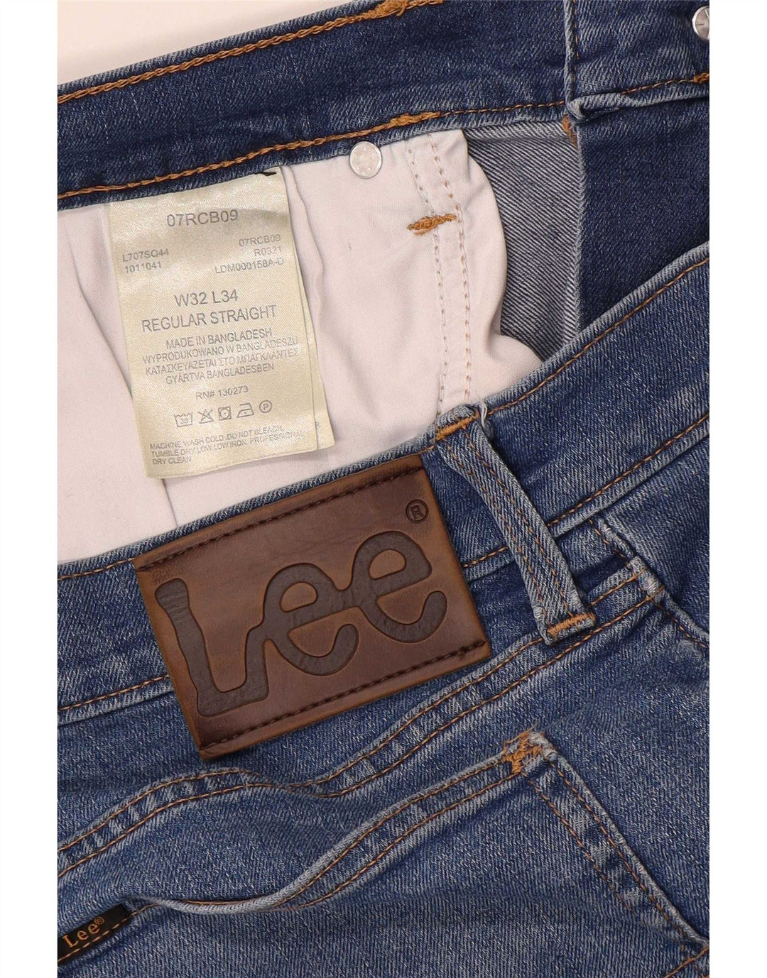Lee Vaqueros Rectos Regulares Para Hombre W32 L34 Algodón Azul