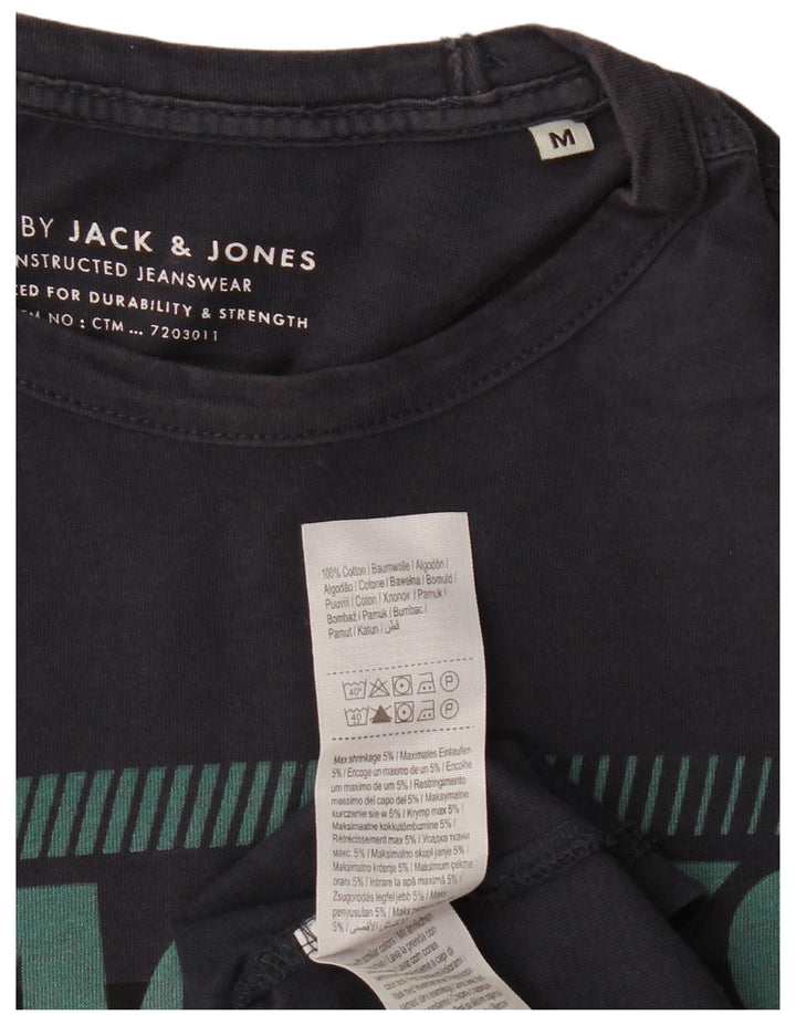 JACK & JONES Hombre Camiseta Gráfica Top Medium Azul Marino Algodón