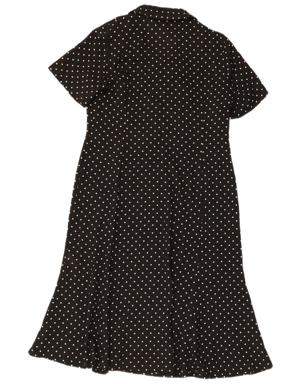 Eastex Vestido camisero de manga corta para mujer UK 40 Mediano Lunares negros
