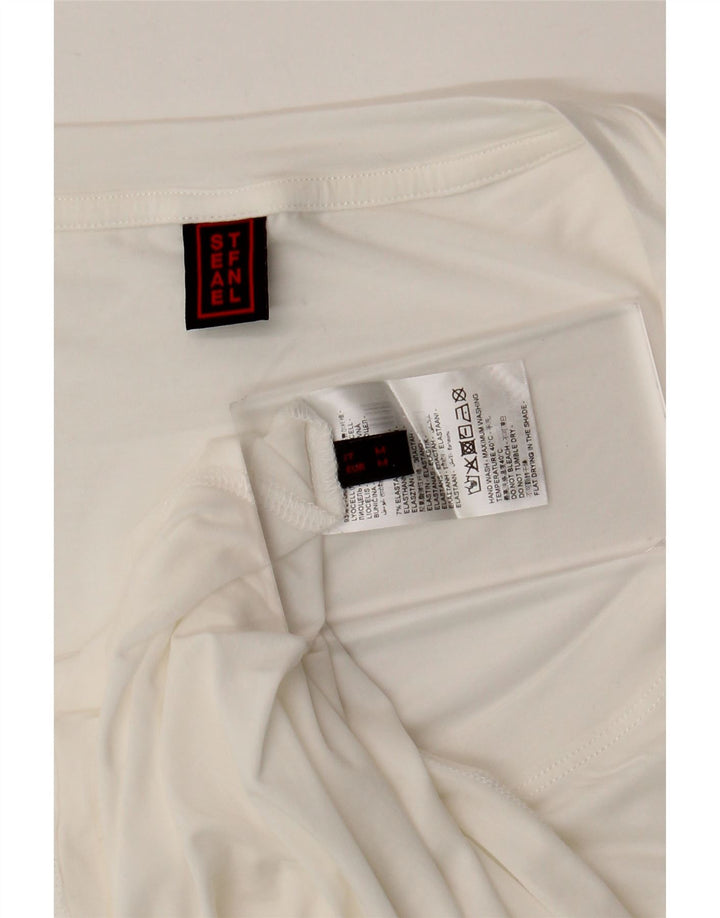 Stefanel Top sin mangas para mujer UK 44 Medium White Lyocell