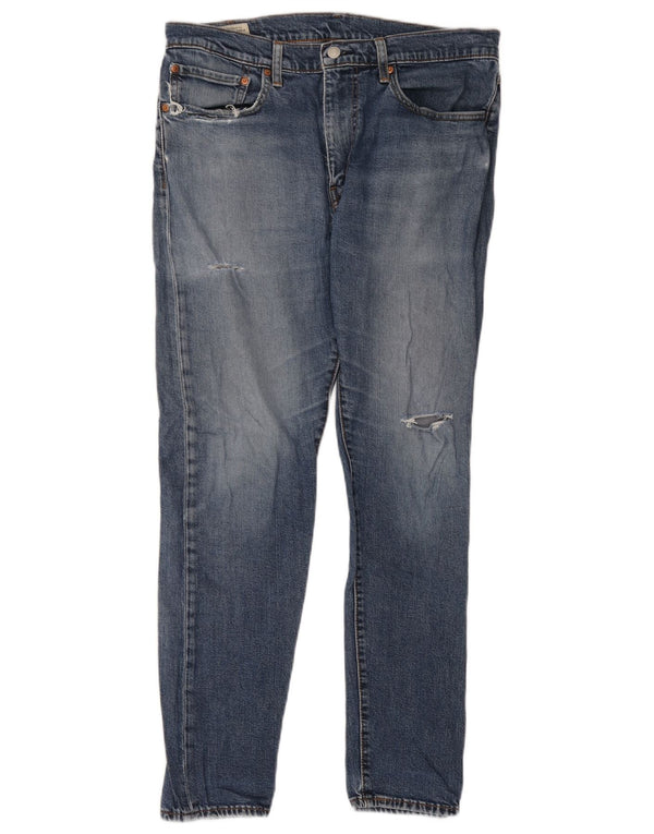 Levi's Mens 512 Vaqueros cónicos delgados desgastados W34 L32 Algodón azul