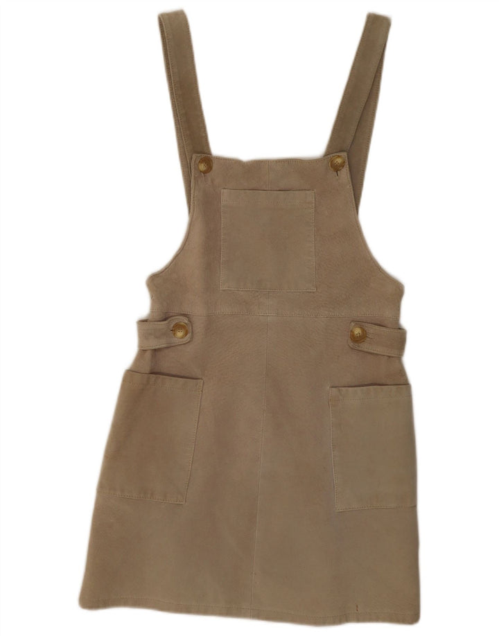 Falda pinafore de ante vintage para mujer W28 Beige medio