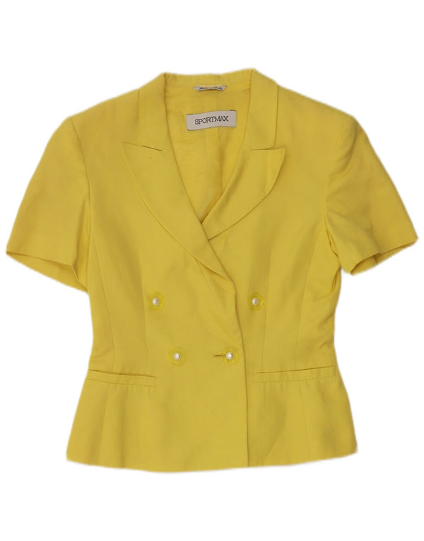 Sportmax Chaqueta Blazer de Manga Corta para Mujer UK 10 Small Yellow