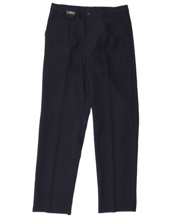 Chervo Pantalón chino con pinzas para hombre IT 50 Large W34 L33 Poliéster azul marino