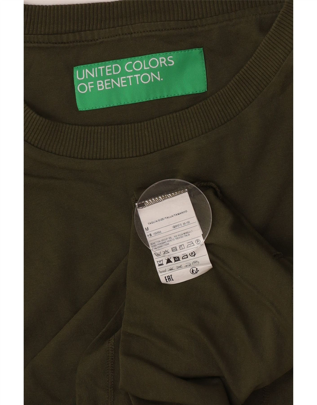 Benetton Camiseta Mujer UK 44 Medium Caqui Algodón