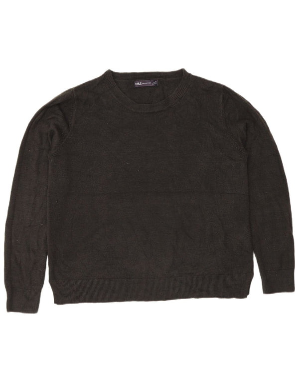 Marks & Spencer Suéter de cuello redondo para mujer UK 46 Grande Acrílico negro