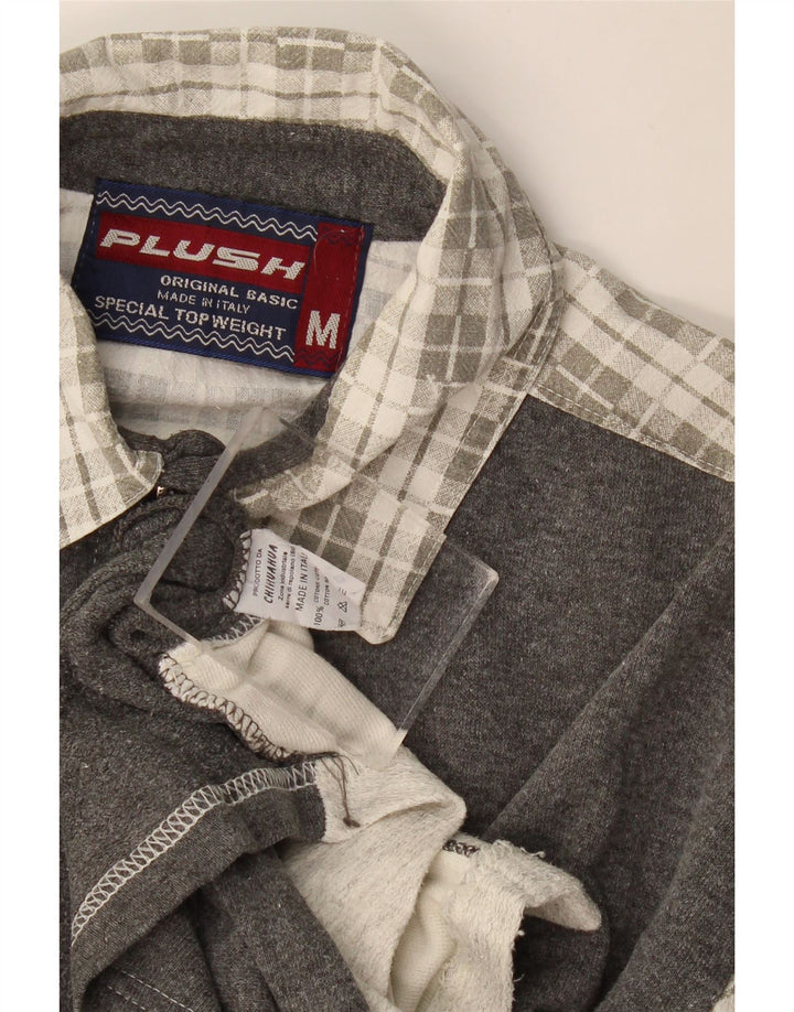 Camisa de franela gráfica vintage para hombre Algodón a cuadros gris medio