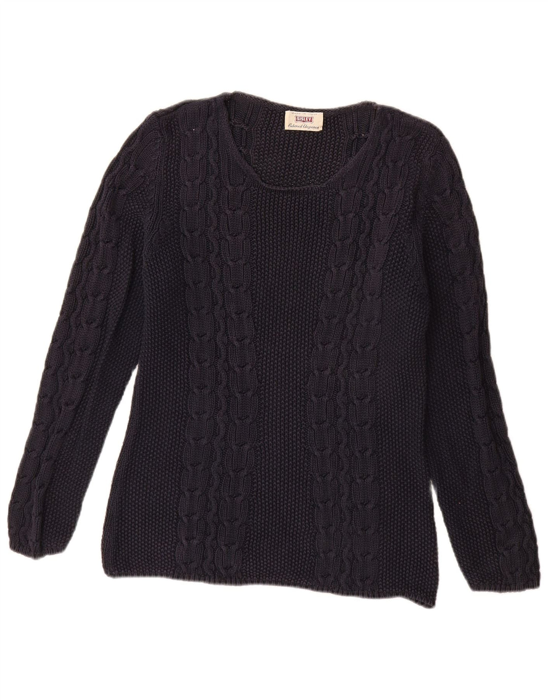 SISLEY Suéter tipo jersey con cuello barco para mujer UK 44 Azul marino mediano