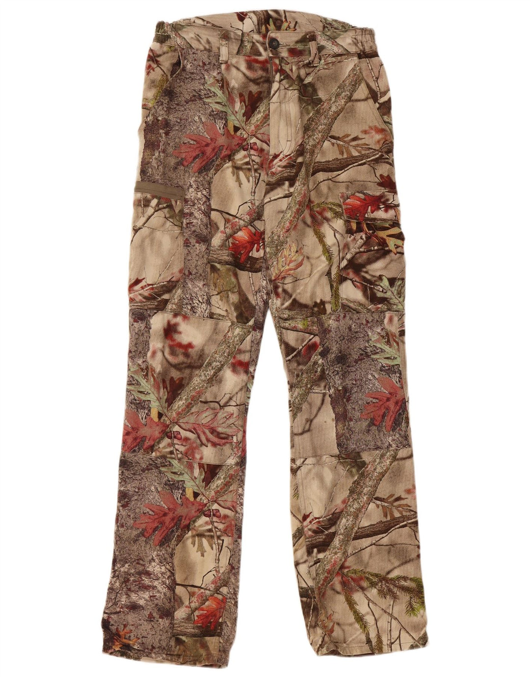 Pantalones cargo rectos para mujer DECATHLON Small W27 L30 Beige Floral Cotton