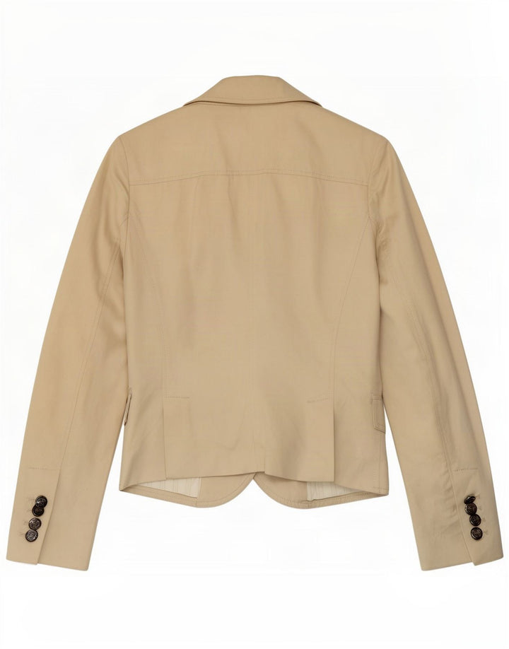 Chaqueta tipo blazer de 2 botones Massimo Dutti para mujer UK 42 Algodón beige mediano