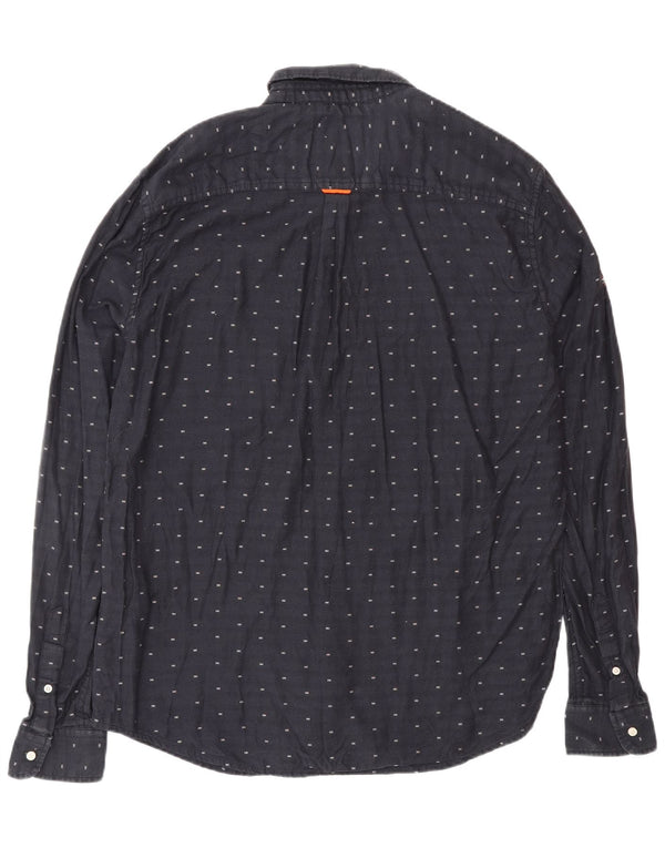 SUPERDRY Camisa Regular Fit Hombre XL Algodón Moteado Azul Marino
