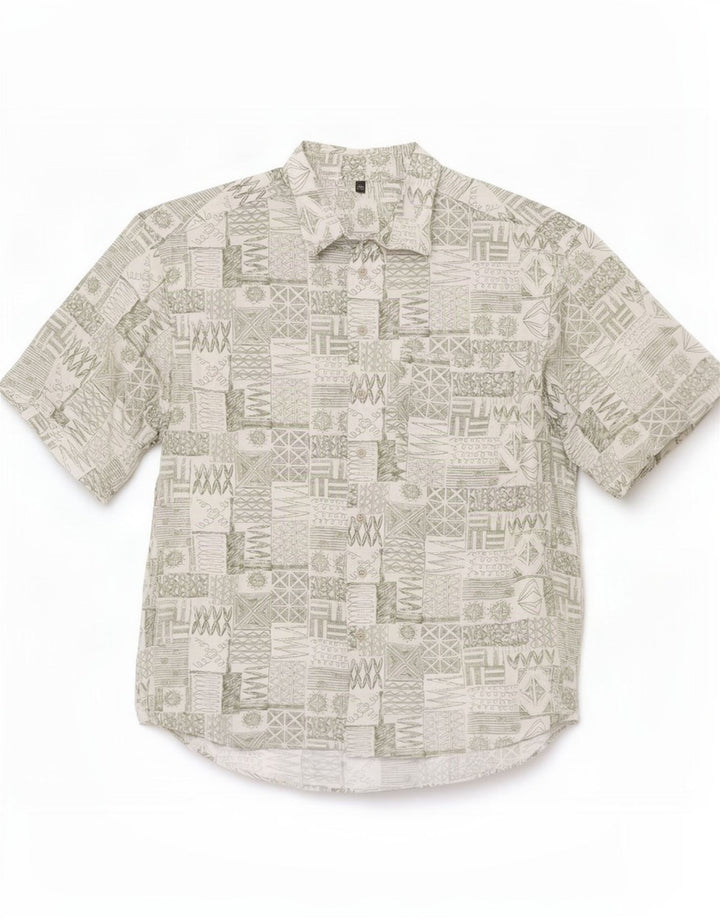 Club D'Amingo Camisa Manga Corta Hombre Talla 41/42 Grande Verde Patchwork