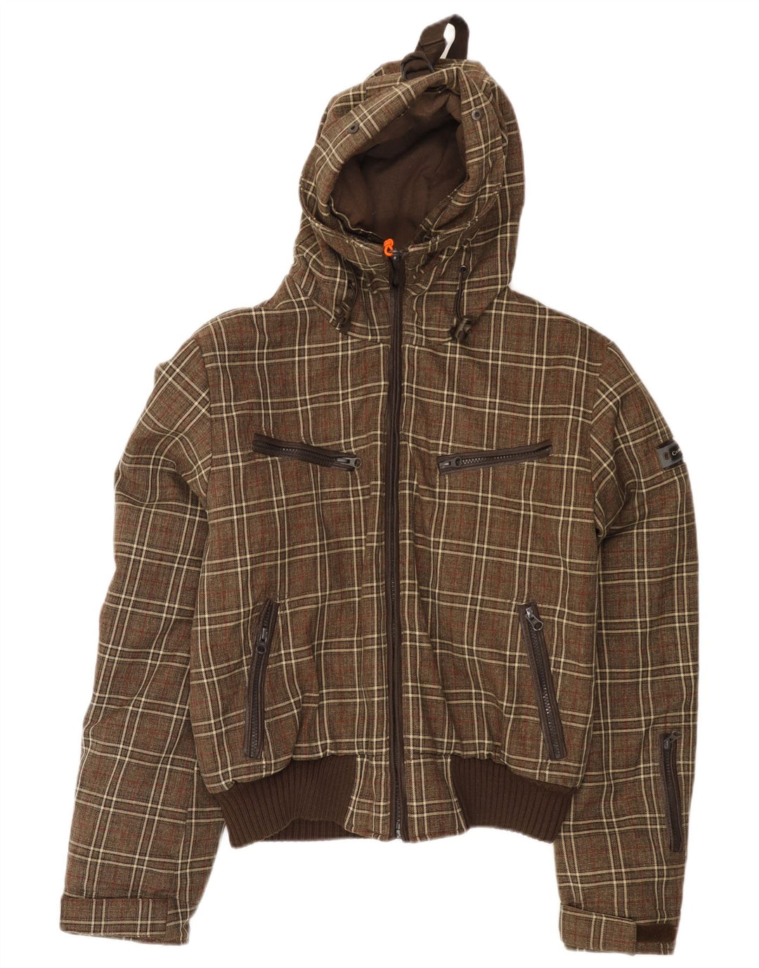 Canadiens Chaqueta bomber con capucha para hombre UK 38 Medium Khaki Check Poliéster