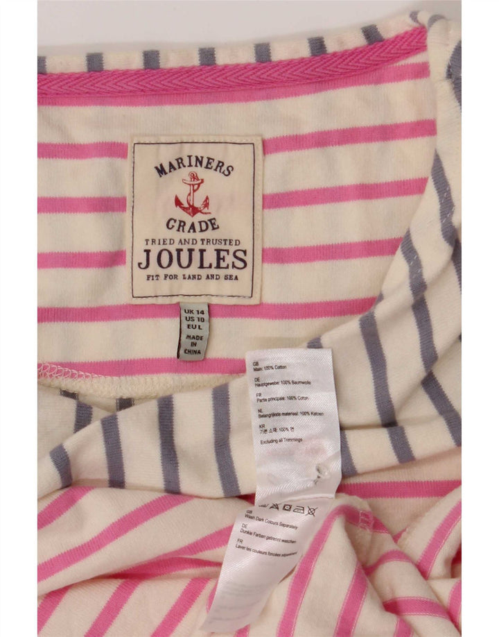 Joules Top Mujer Manga Larga UK 44 Grande Algodón A Rayas Multicolor